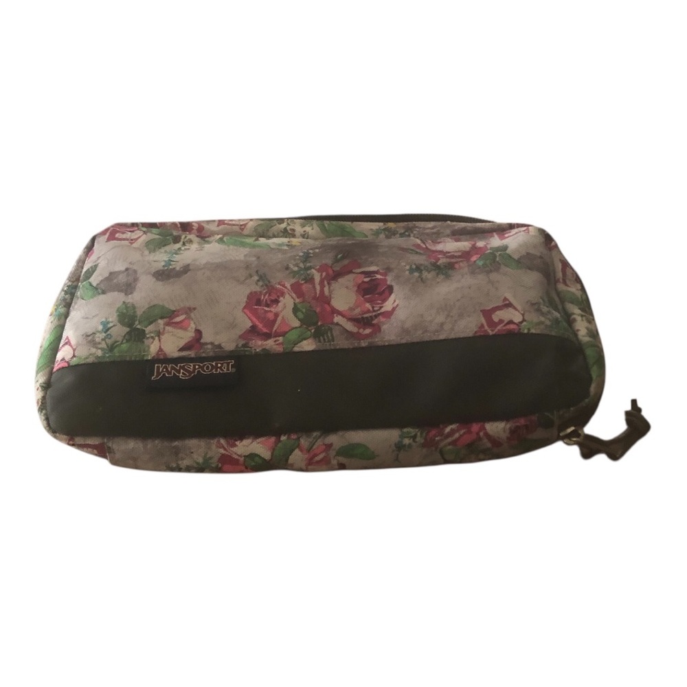 Jansport Floral Cosmetic Bag - Black and Green